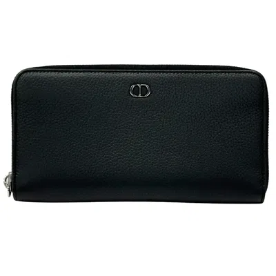 Pre-owned Dior Christian  Black Leather Long Wallet (bi-fold) ()