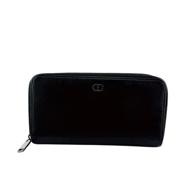 Pre-owned Dior Christian  Black Leather Long Wallet (bi-fold) ()