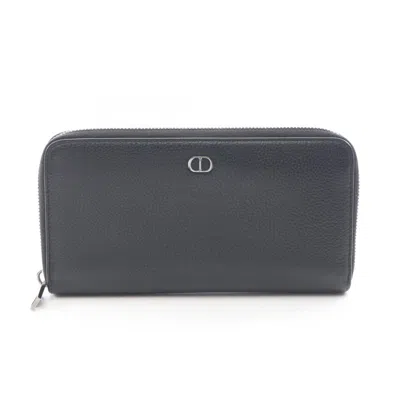 Pre-owned Dior Christian  Black Leather Long Wallet (bi-fold) ()
