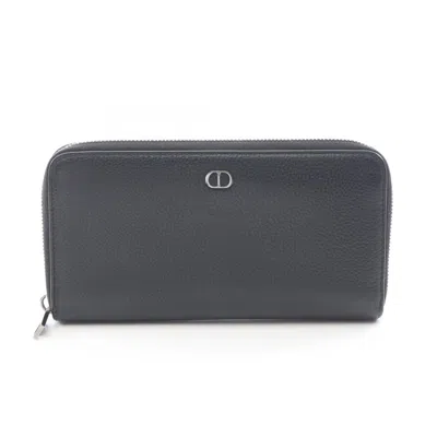 Pre-owned Dior Christian  Black Leather Long Wallet (bi-fold) ()