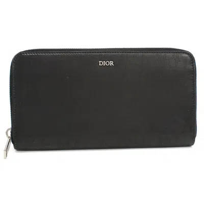 Pre-owned Dior Christian  Black Leather Long Wallet (bi-fold) ()