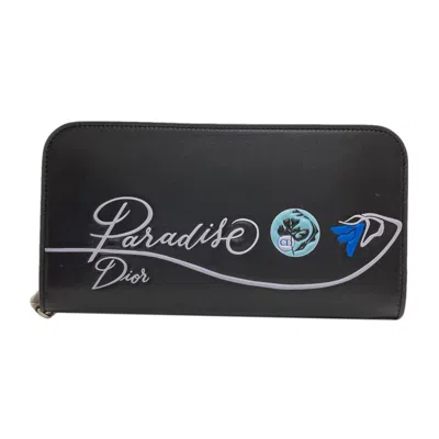 Pre-owned Dior Christian  Black Leather Long Wallet (bi-fold) ()