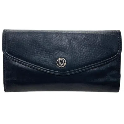 Pre-owned Dior Christian  Black Leather Long Wallet (tri-fold) ()