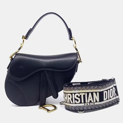 Pre-owned Dior Christian  Black Leather Mini Saddle Bag & Strap