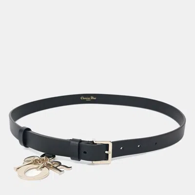 Pre-owned Dior Christian  Black Leather Miss Belt