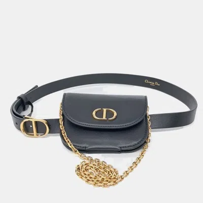 Pre-owned Dior Christian  Black Leather Montaigne Belt Bag