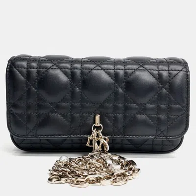 Pre-owned Dior Christian  Black Leather My  Phone Pouch S0977