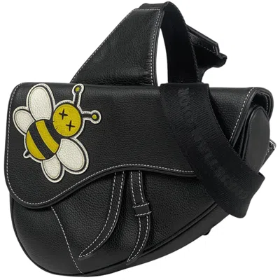 Pre-owned Dior Christian  Black Leather Saddle Bag Shoulder Bag Sling Bag ()