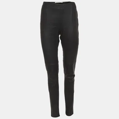Pre-owned Dior Christian  Black Leather Skinny Pants M