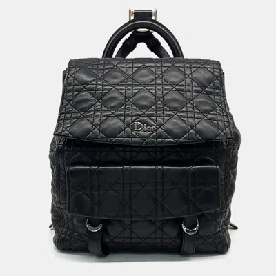 Pre-owned Dior Christian  Black Leather Stardust Backpack M1502pvqn