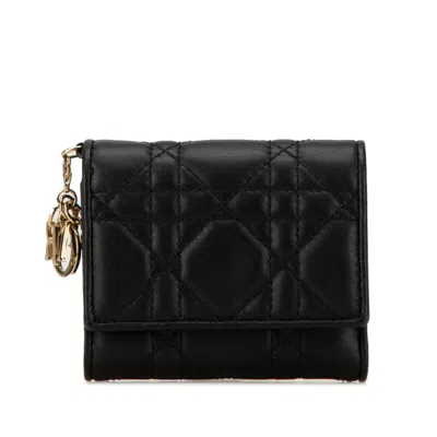 Pre-owned Dior Christian  Black Leather Wallet (tri-fold) ()