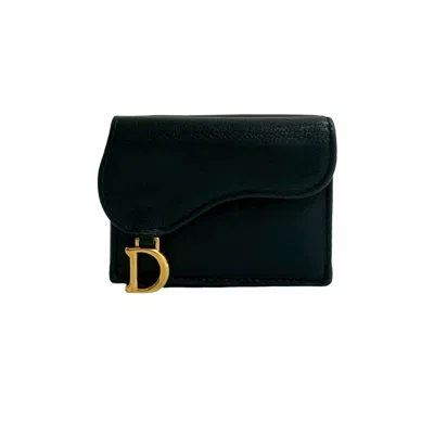Pre-owned Dior Christian  Black Leather Wallet (tri-fold) ()
