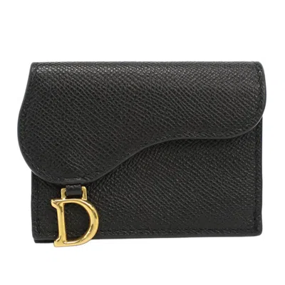 Pre-owned Dior Christian  Black Leather Wallet (tri-fold) ()