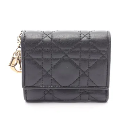 Pre-owned Dior Christian  Black Leather Wallet (tri-fold) ()