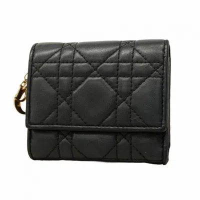 Pre-owned Dior Christian  Black Leather Wallet (tri-fold) ()