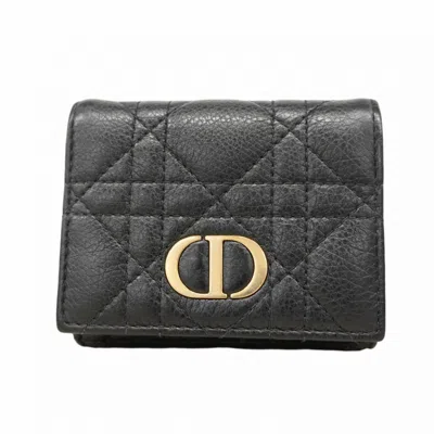 Pre-owned Dior Christian  Black Leather Wallet (tri-fold) ()