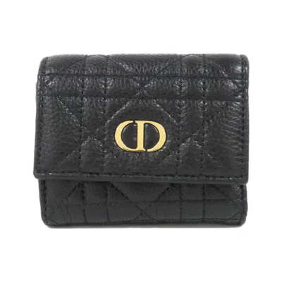 Pre-owned Dior Christian  Black Leather Wallet (tri-fold) ()