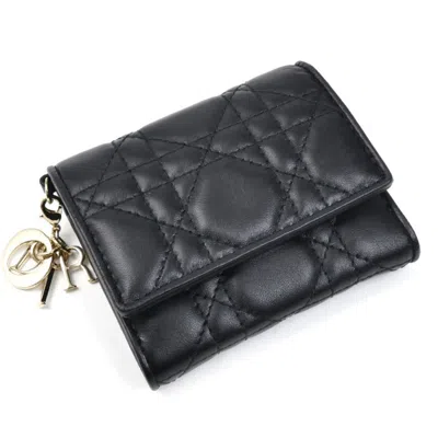 Pre-owned Dior Christian  Black Leather Wallet (tri-fold) ()