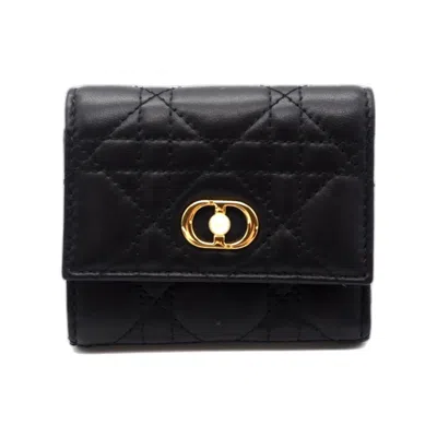 Pre-owned Dior Christian  Black Leather Wallet (tri-fold) ()