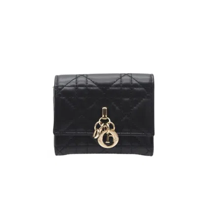 Pre-owned Dior Christian  Black Leather Wallet (tri-fold) ()