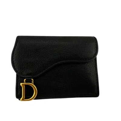 Pre-owned Dior Christian  Black Leather Wallet (tri-fold) ()