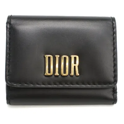 Pre-owned Dior Christian  Black Leather Wallet (tri-fold) ()
