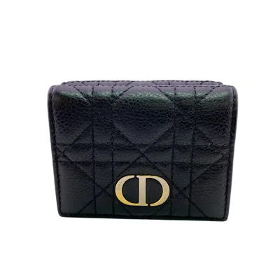 Pre-owned Dior Christian  Black Leather Wallet (tri-fold) ()
