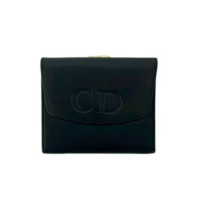 Pre-owned Dior Christian  Black Leather Wallet (tri-fold) ()