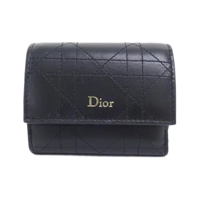 Pre-owned Dior Christian  Black Leather Wallet (tri-fold) ()