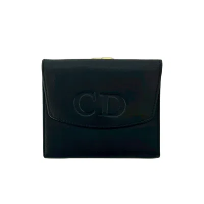 Pre-owned Dior Christian  Black Leather Wallet (tri-fold) ()