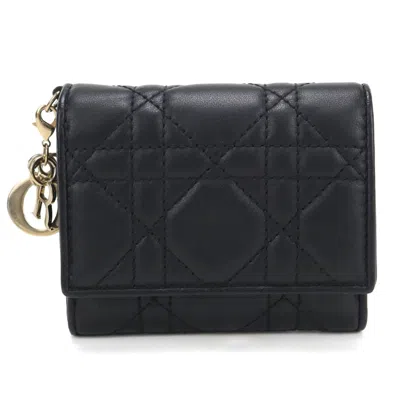 Pre-owned Dior Christian  Black Leather Wallet (tri-fold) ()