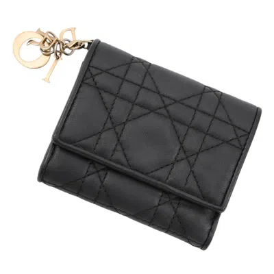 Pre-owned Dior Christian  Black Leather Wallet (tri-fold) ()