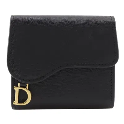 Pre-owned Dior Christian  Black Leather Wallet (tri-fold) ()