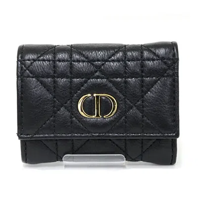 Pre-owned Dior Christian  Black Leather Wallet (tri-fold) ()