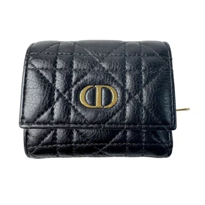 Pre-owned Dior Christian  Black Leather Wallet (tri-fold) ()