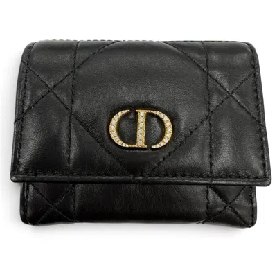 Pre-owned Dior Christian  Black Leather Wallet (tri-fold) ()