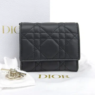 Pre-owned Dior Christian  Black Leather Wallet (tri-fold) ()