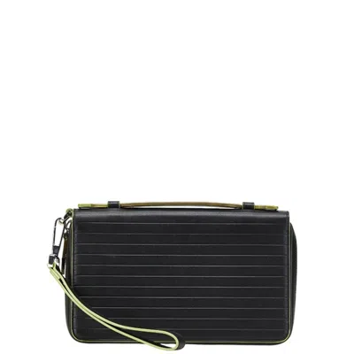 Pre-owned Dior Christian  Black Light Green Leather Long Wallet (bi-fold) ()