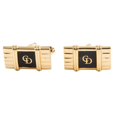 Pre-owned Dior Christian  Black Logo Cufflinks