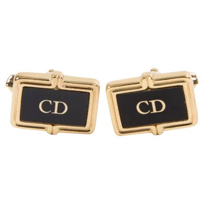 Pre-owned Dior Christian  Black Logo Cufflinks