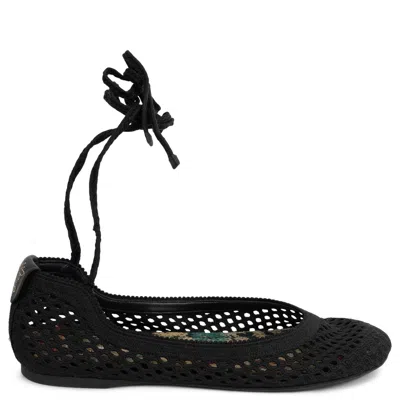 Pre-owned Dior Christian  Black Mesh 2021 Poeme Ballet Flats Shoes 37.5