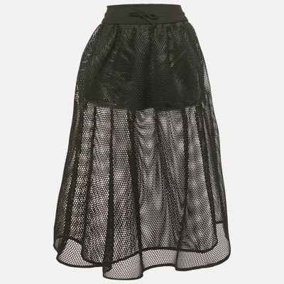 Pre-owned Dior Christian  Black Mesh Midi Skirt M
