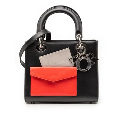 Pre-owned Dior Christian  Black Multi-color Leather Handbag Pouch Shoulder Bag ()