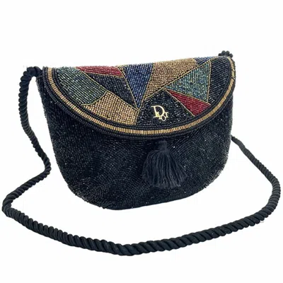 Pre-owned Dior Christian  Black Multi-color Beads Pochette Shoulder Bag ()