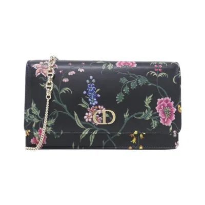 Pre-owned Dior Christian  Black Multi-color Leather Chain/shoulder Wallet () In Black, Multi-color