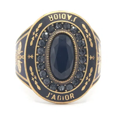 Pre-owned Dior Christian  Black Navy Metal Band Ring () In Multi