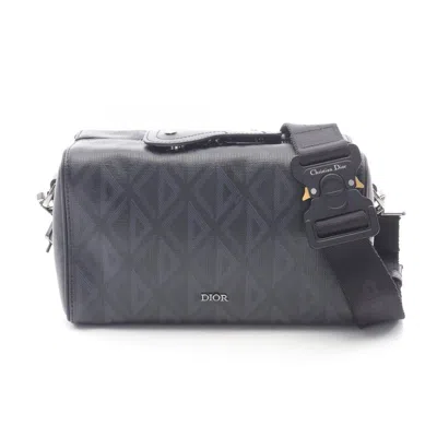 Pre-owned Dior Christian  Black Navy Pvc Coated Canvas Leather Shoulder Bag () In Multi