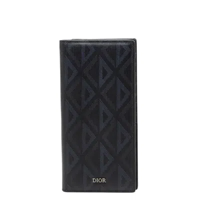 Pre-owned Dior Christian  Black Navy Pvc Long Wallet (bi-fold) () In Multi