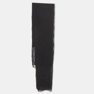 Pre-owned Dior Christian  Black Oblique Silk Scarf