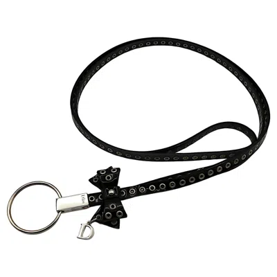 Pre-owned Dior Christian  Black Patent Leather Bow Neck Key Ring